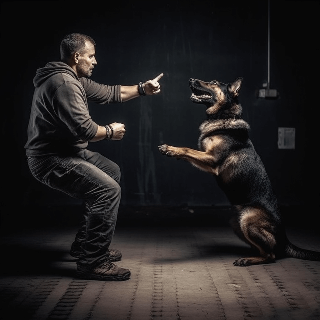 Perro aprendiendo comandos de entrenamiento